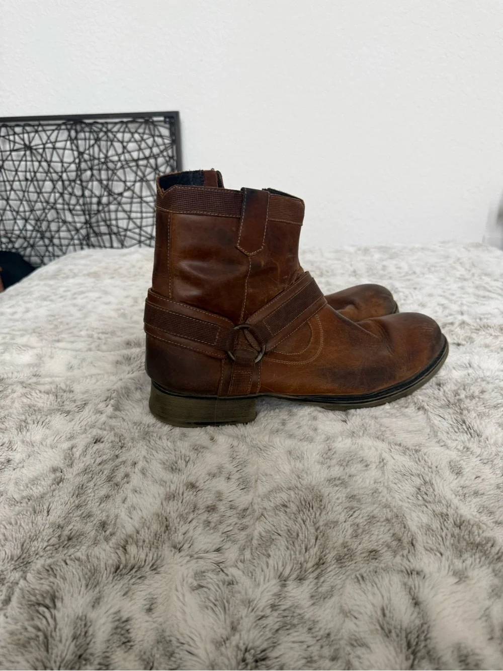 Brown Leather Harness Boots - Men